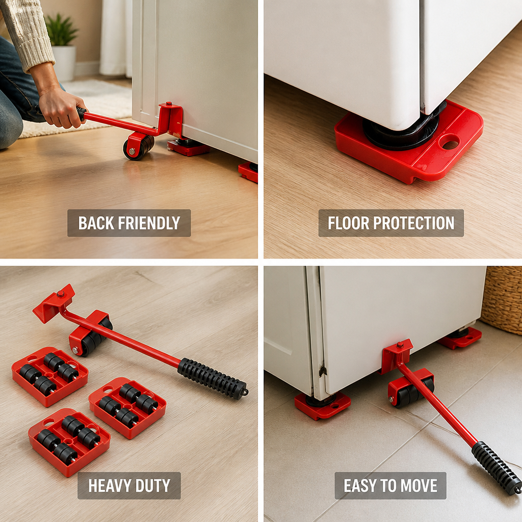 Ergonomic Heavy-Duty Furniture Lifter (1 Lifter + 4 Gliders)