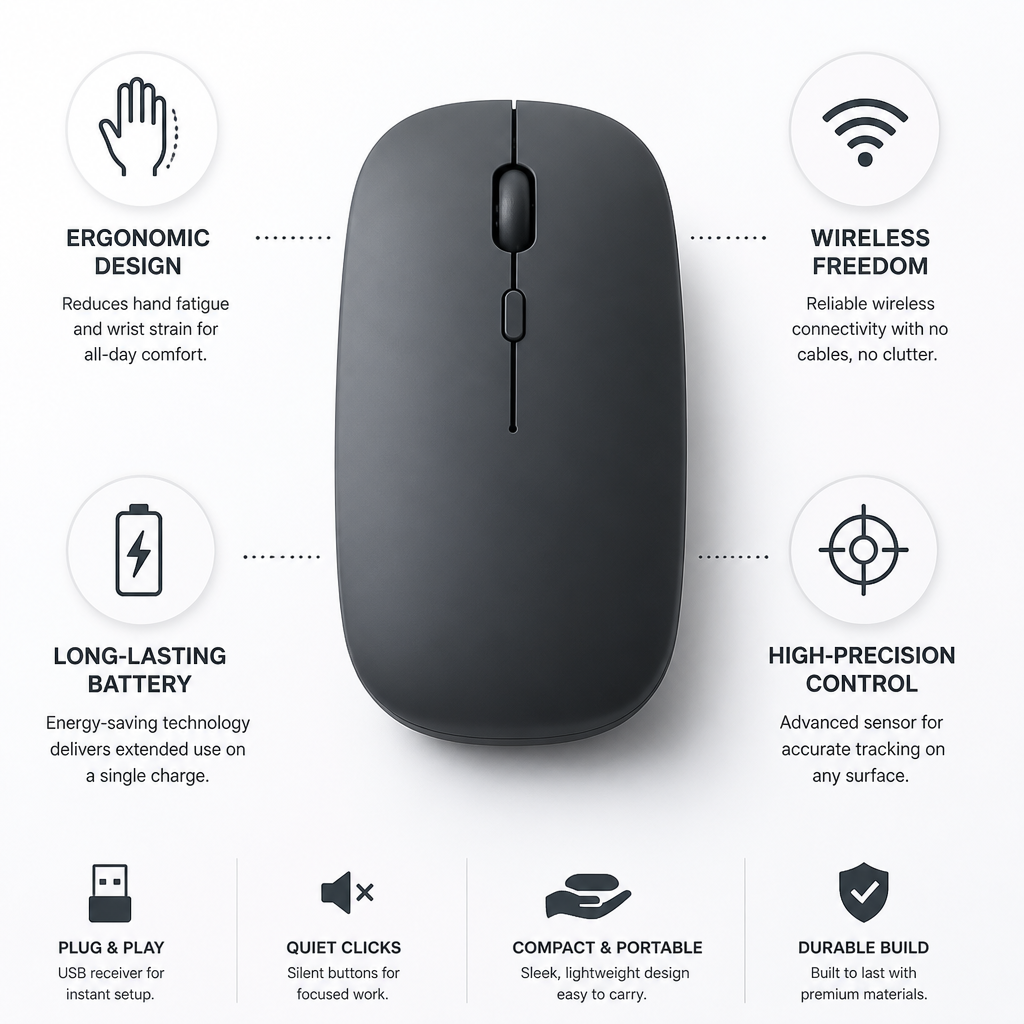 Ergonomic Wireless High-Precision Mouse