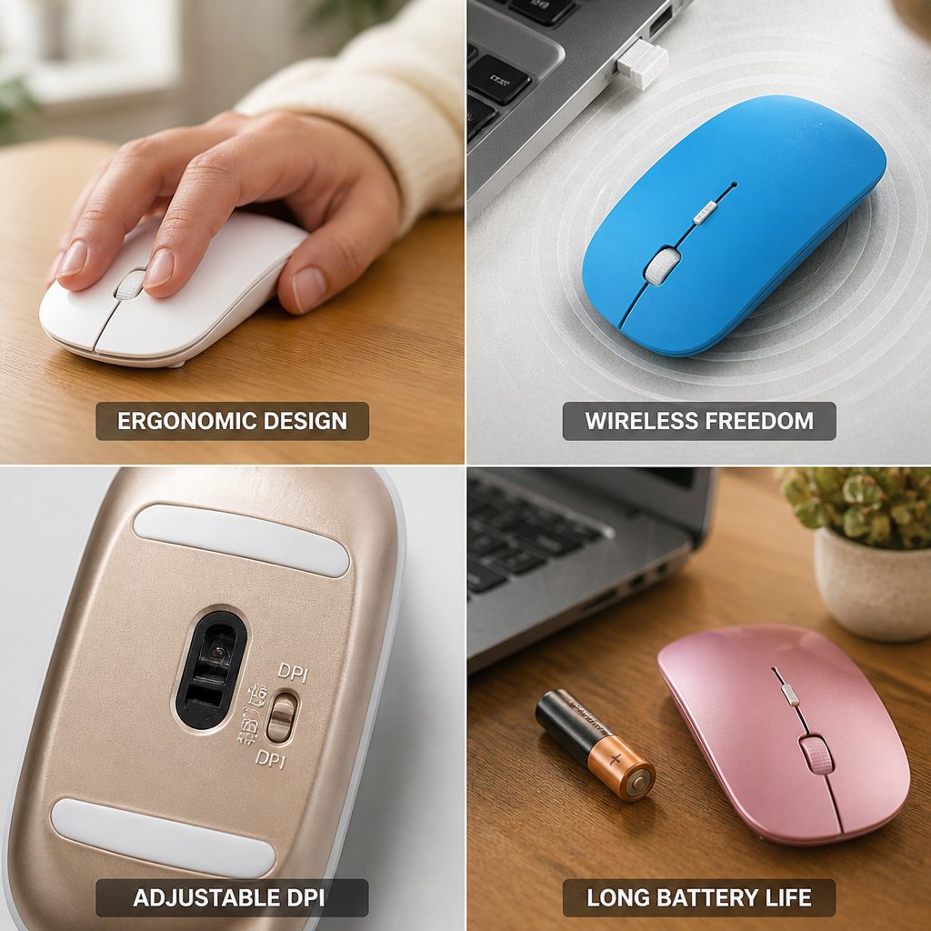 Ergonomic Wireless Mouse (Adjustable DPI)