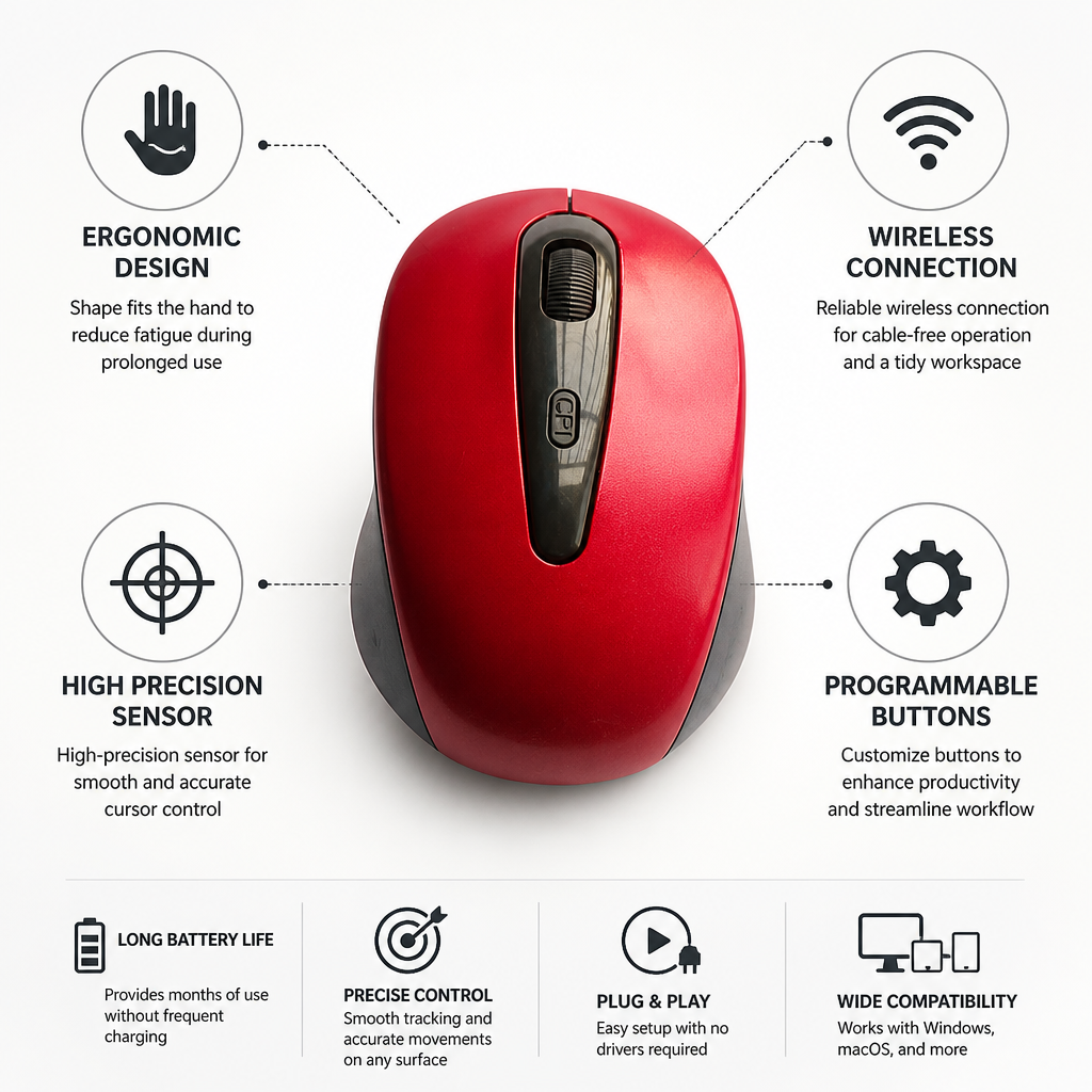 Ergonomic Wireless Programmable Mouse