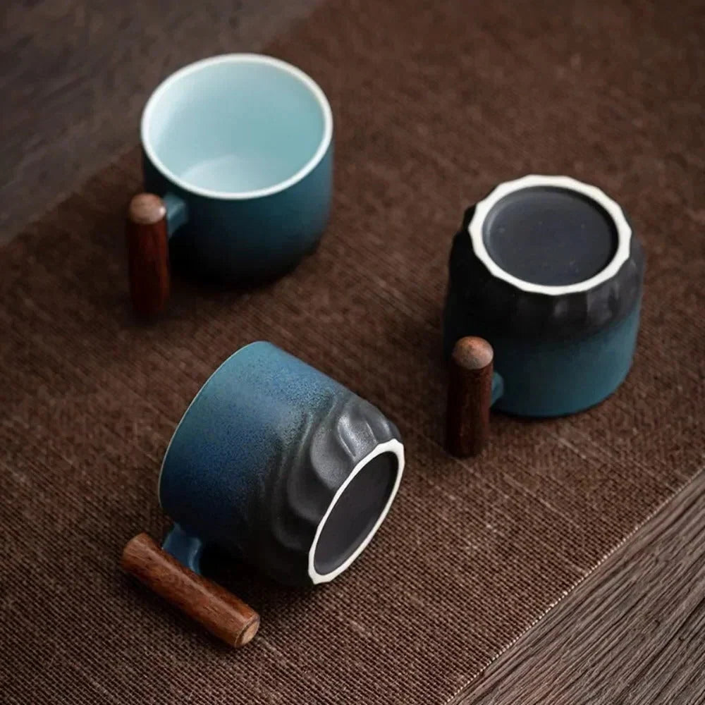 Espresso Cup Ceramic Wooden Handle Dishwasher Safe