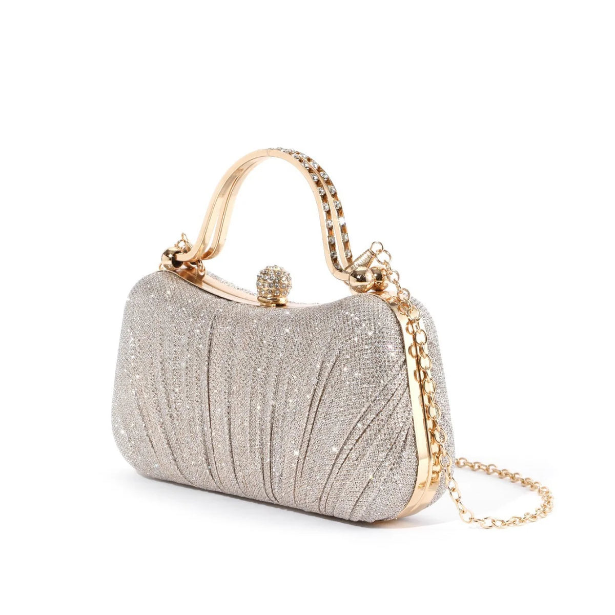 Evening Clutch Pleated Fabric Secure Clasp Compact Design