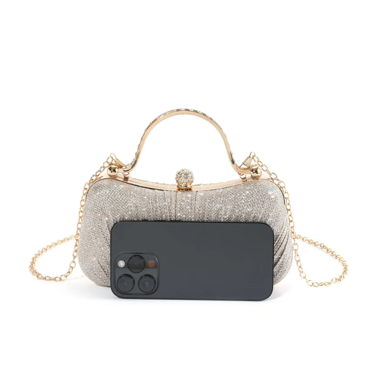 Evening Clutch Pleated Fabric Secure Clasp Compact Design