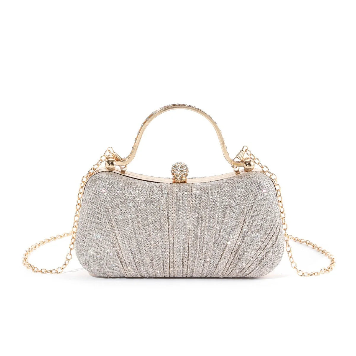 Evening Clutch Pleated Fabric Secure Clasp Compact Design