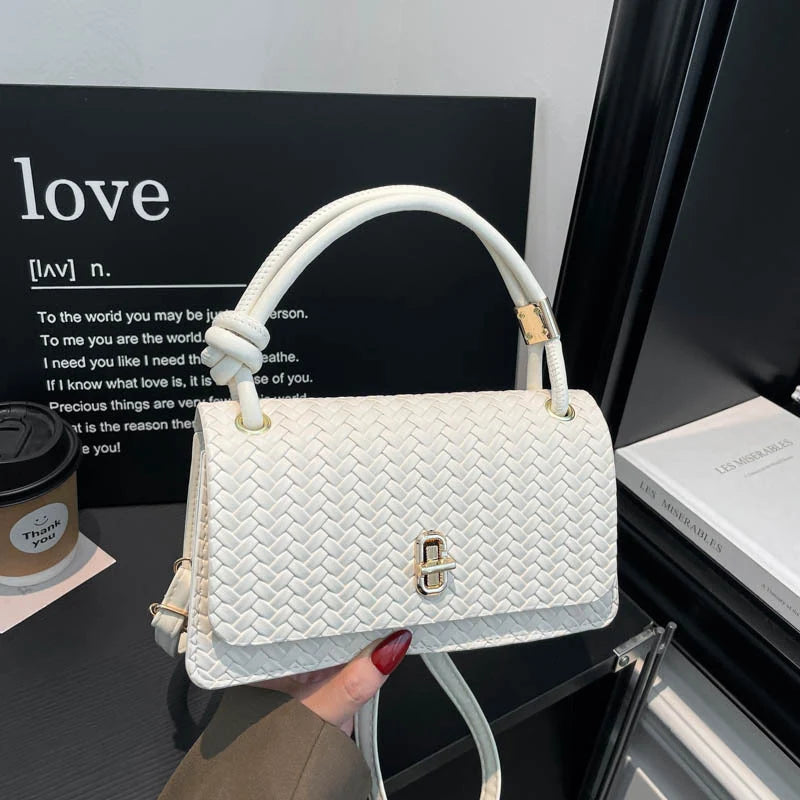 Evening Clutch Woven Leather Detachable Shoulder Strap