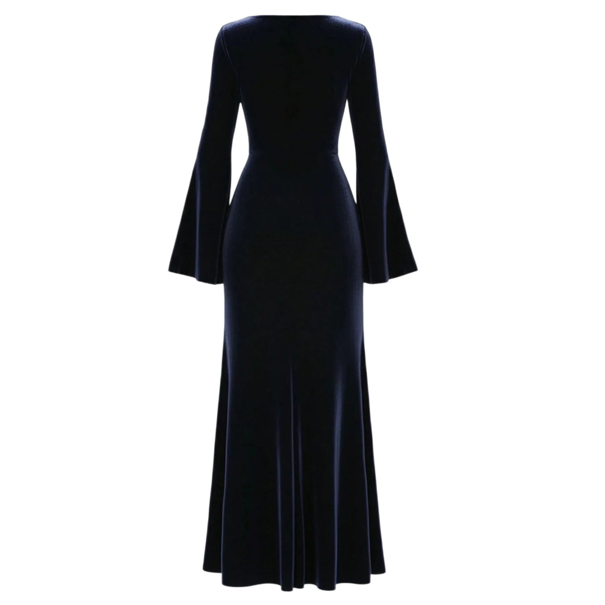 Evening Dress Velvet Cowl Neck Trumpet Sleeves