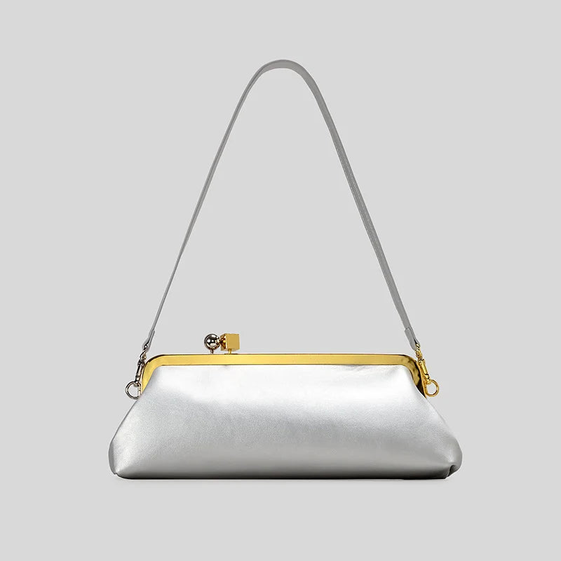 Evening Handbag Glossy Patent Leather Detachable Shoulder Strap