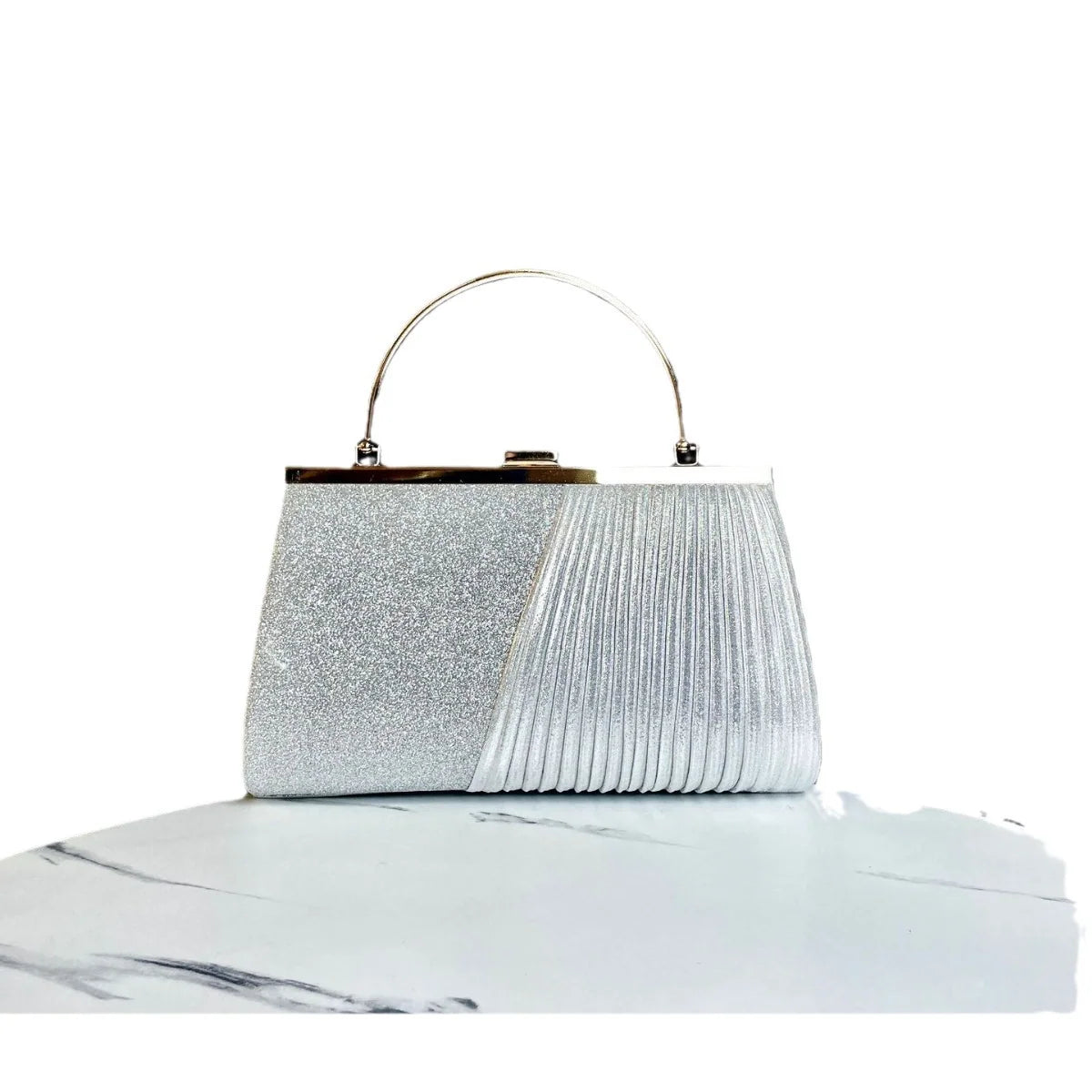 Evening Handbag Shimmering Pleated Retro Design