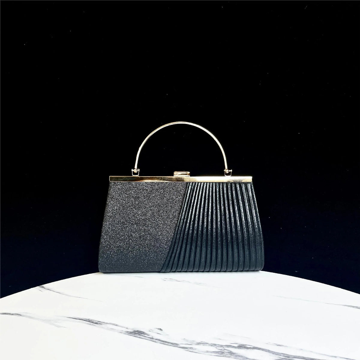Evening Handbag Shimmering Pleated Retro Design