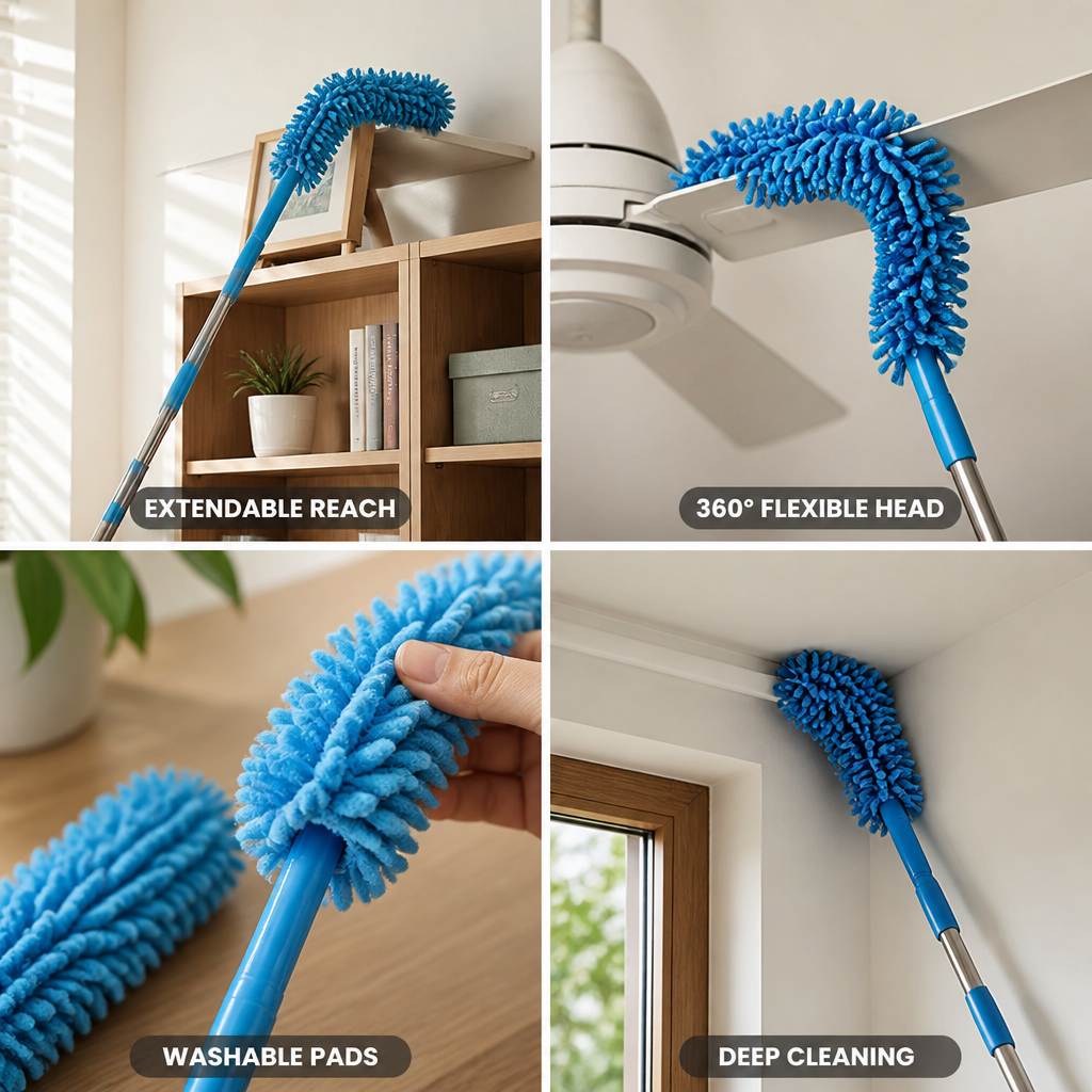 Extendable 360° Microfiber Duster (Washable Pads)