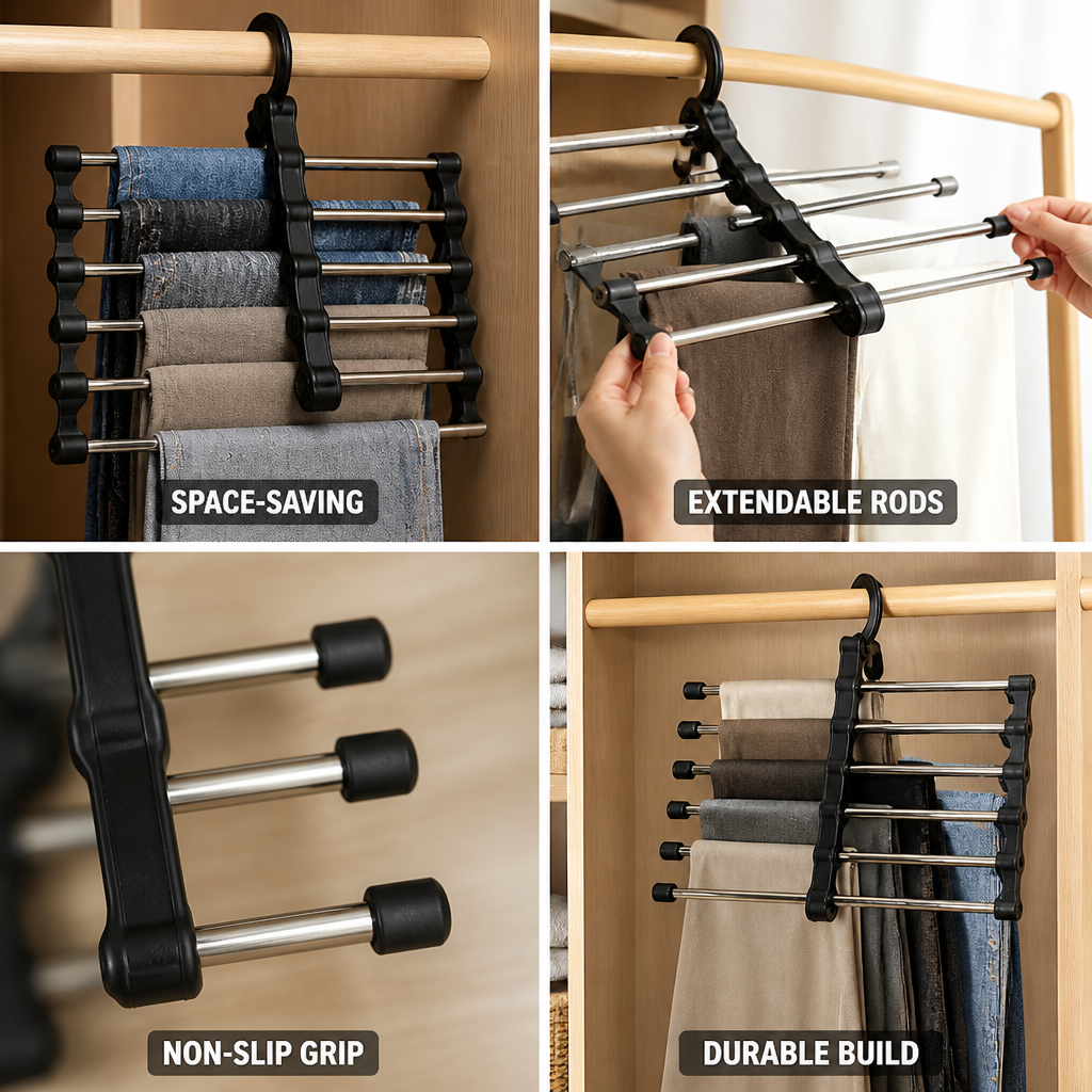 Extendable Non-Slip Pants Hanger (Holds 5)