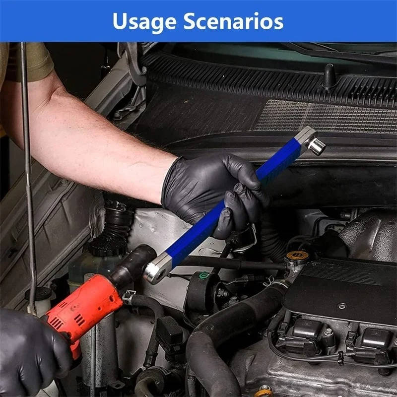 Extension Wrench Long Reach Chain-Driven 3 Adapters