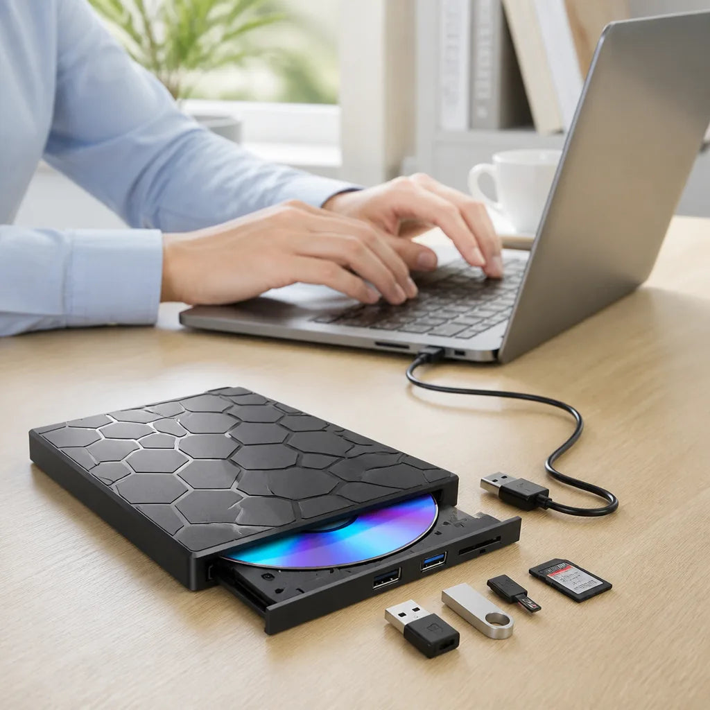 External CD DVD Drive USB-C & USB 3.0 Hub