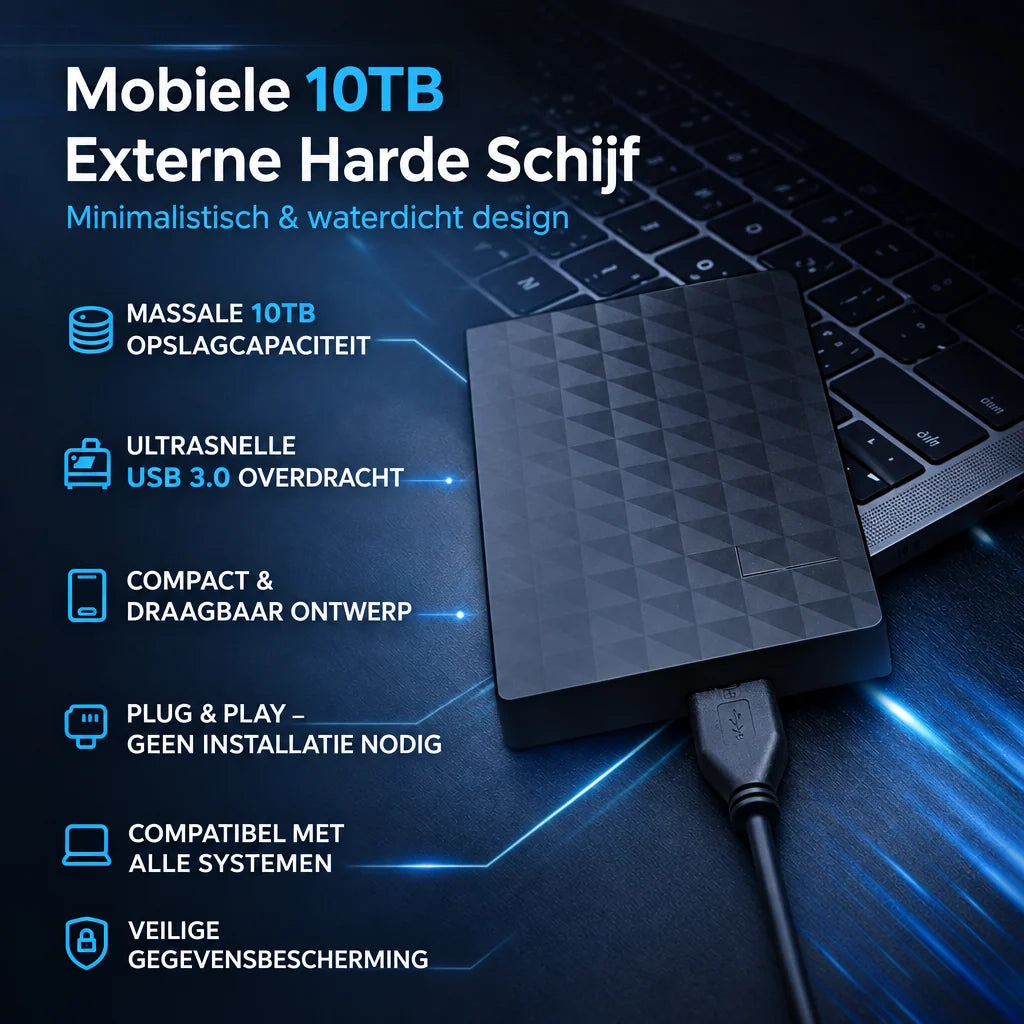External Hard Drive 10TB USB 3.0 Compact Portable Storage