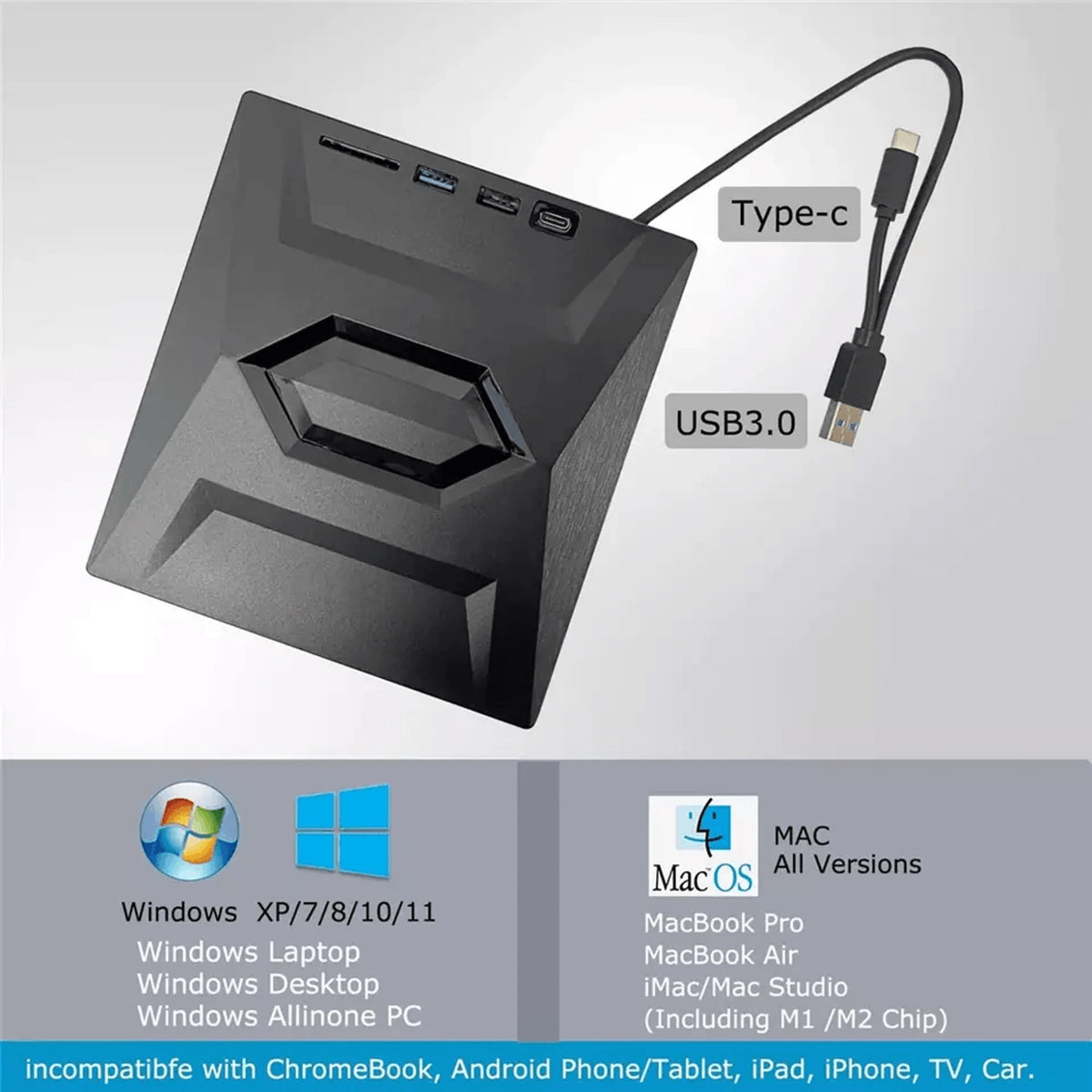 External Optical Drive 24X Read SD Card Slot