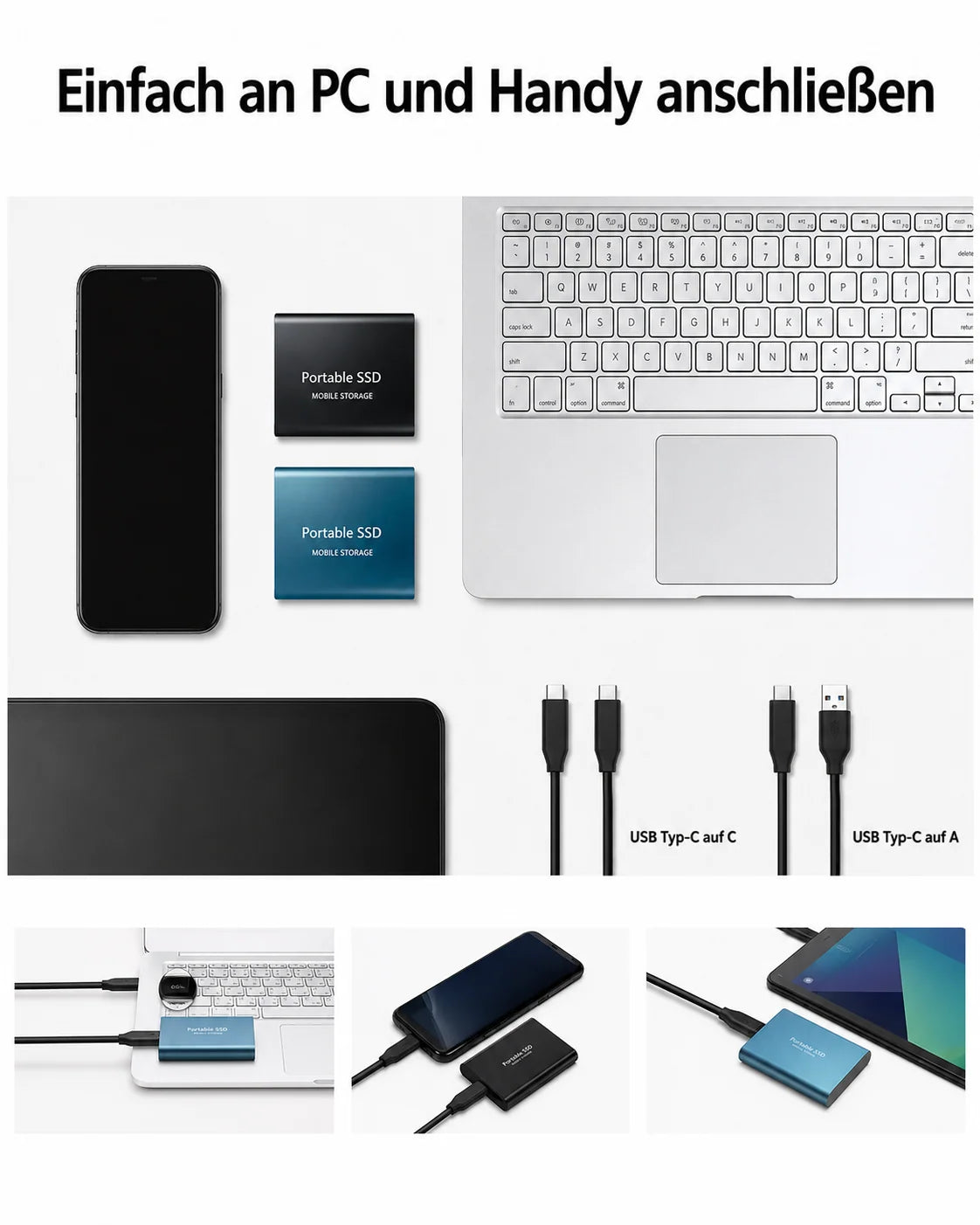 External SSD 128TB High-Speed Shock-Resistant Portable Storage