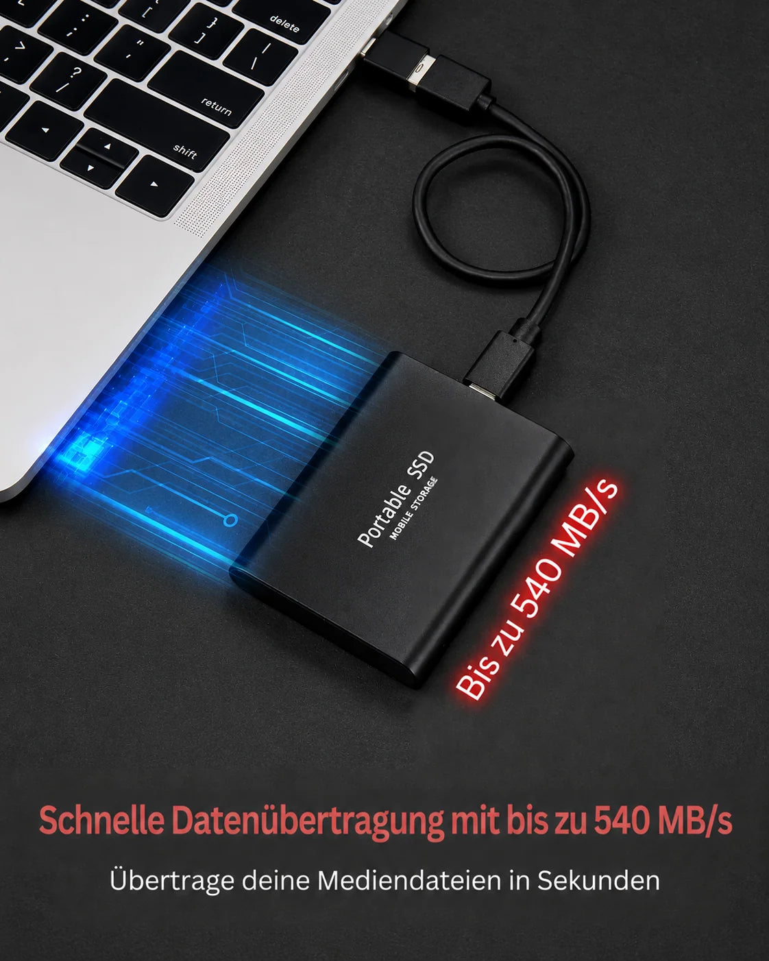 External SSD 128TB High-Speed Shock-Resistant Portable Storage