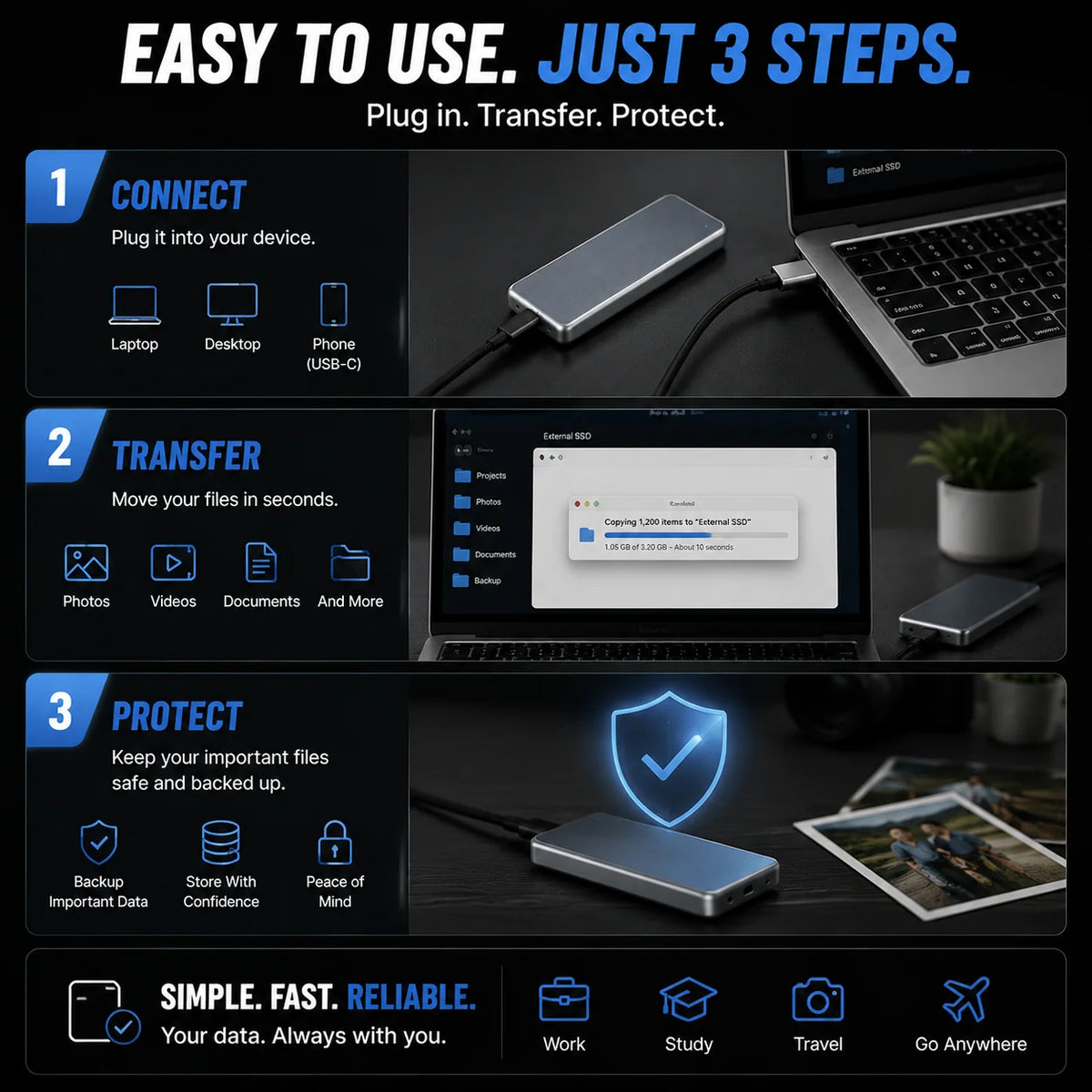 External SSD Portable Pocket-Size Storage Up to 16TB