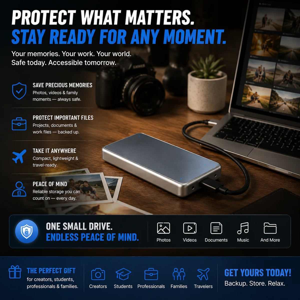 External SSD Portable Pocket-Size Storage Up to 16TB