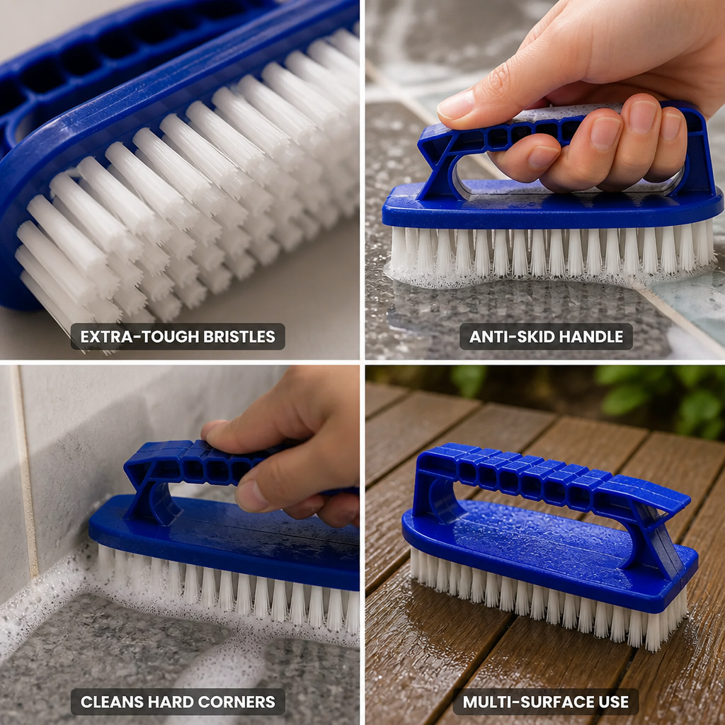 Extra-Tough Bristles & Anti-Skid Handle Handheld Scrub Brush