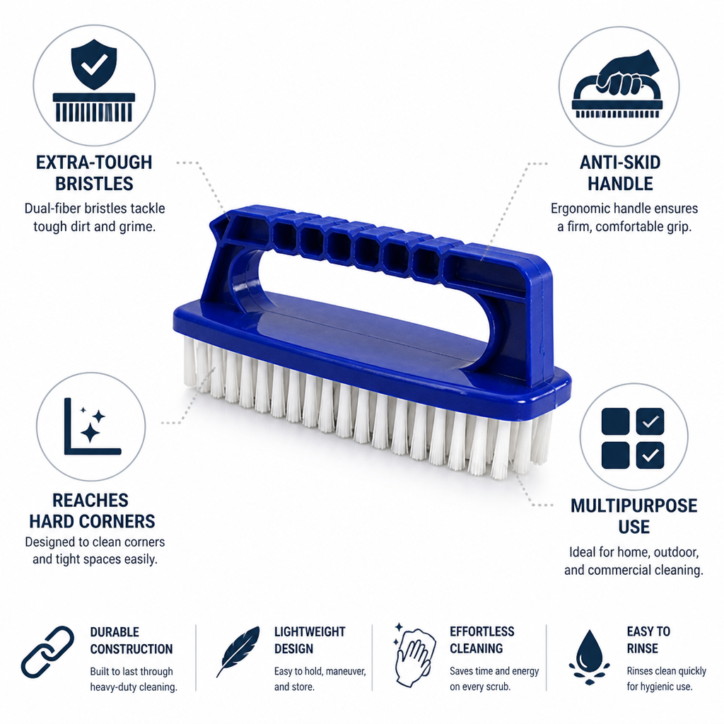 Extra-Tough Bristles & Anti-Skid Handle Handheld Scrub Brush