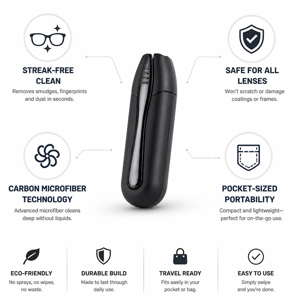 Eyeglass Cleaner Pocket-Sized Carbon Microfiber Streak-Free