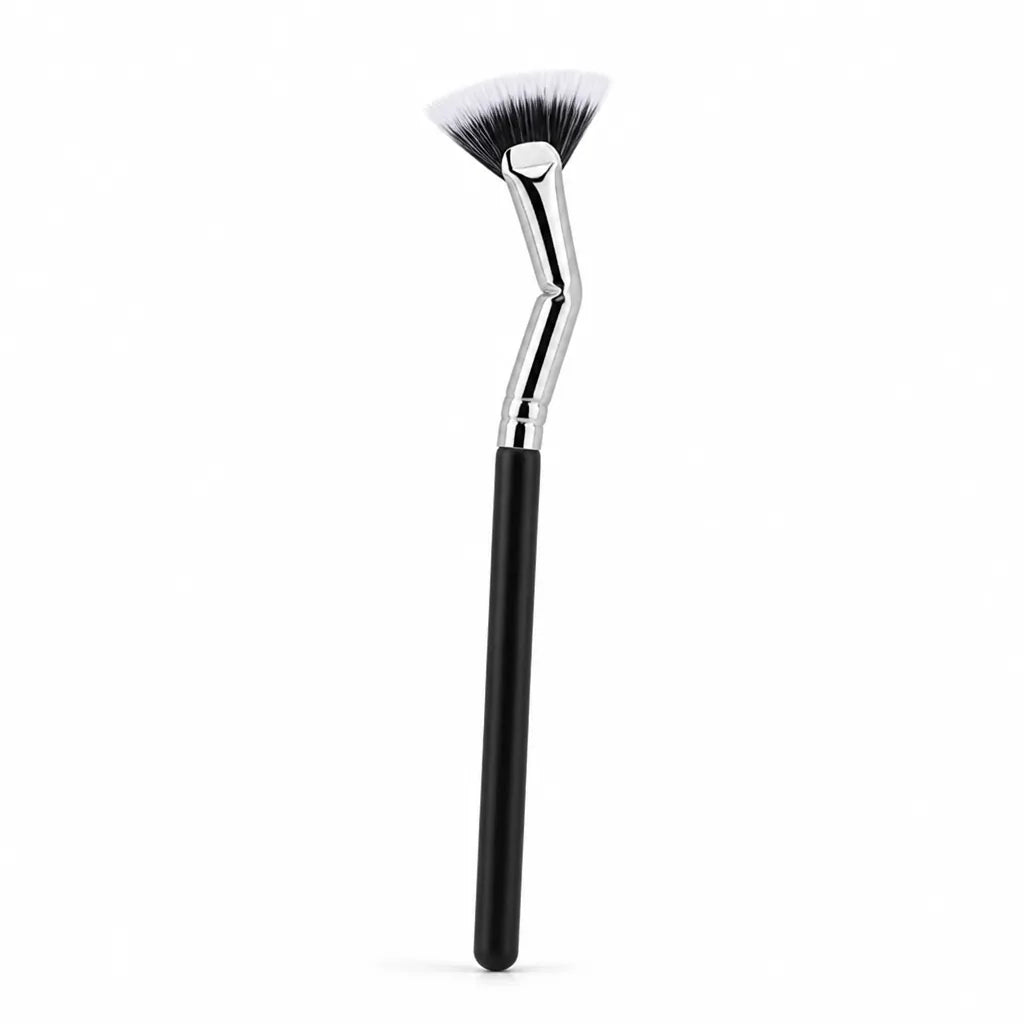 Eyelash Brush Foldable Scalloped Fan Nylon Bristles Wood Handle