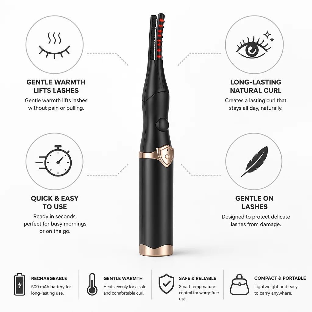 Eyelash Curler Rechargeable Gentle Warmth & Long-Lasting Curl
