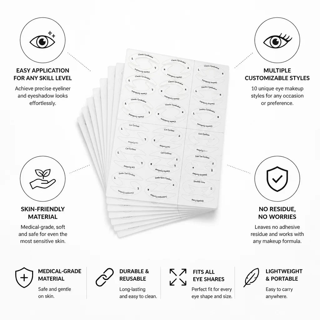 Eyeliner & Eyeshadow Stencil Kit 10 Styles Skin-Friendly