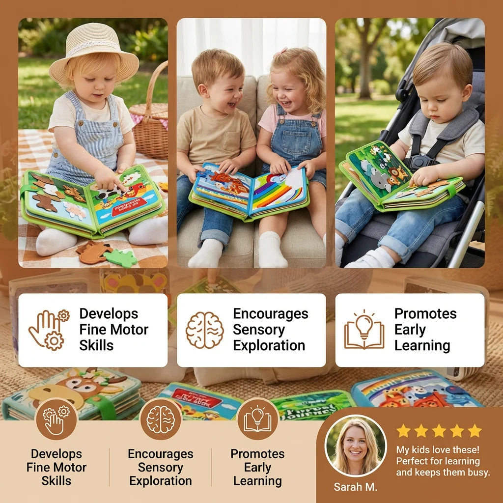 Fabric Activity Book Tactile & Interactive Fine Motor Practice