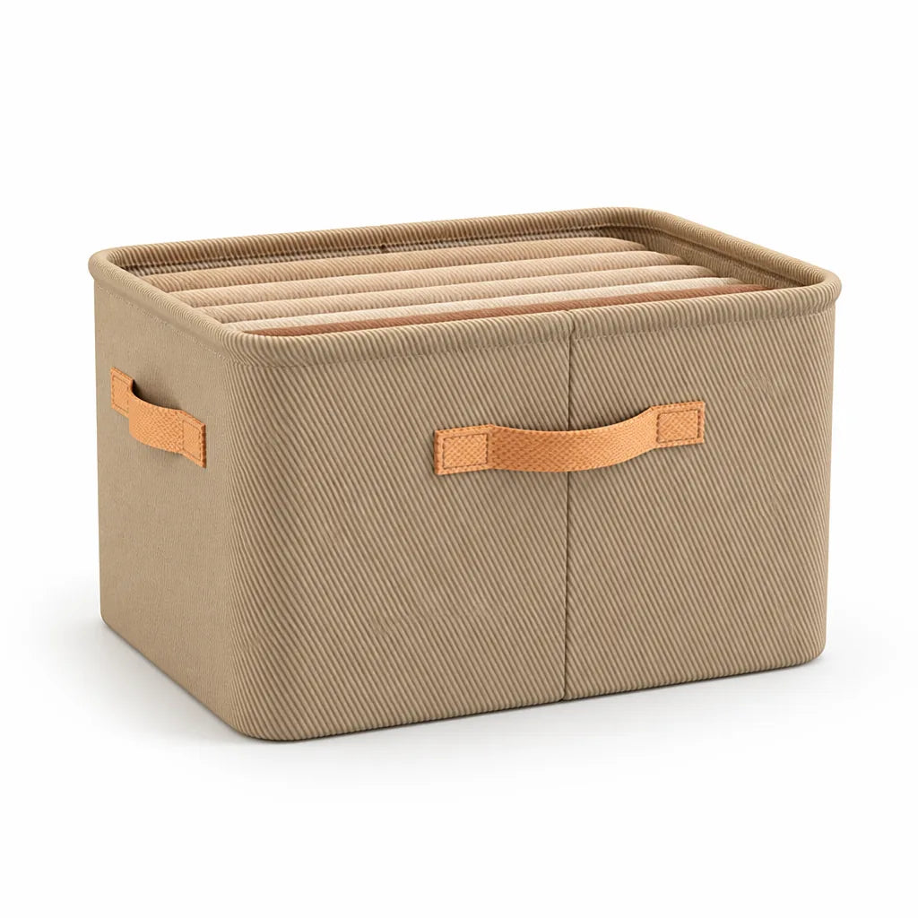Fabric Storage Box Foldable Corduroy Reinforced Handles