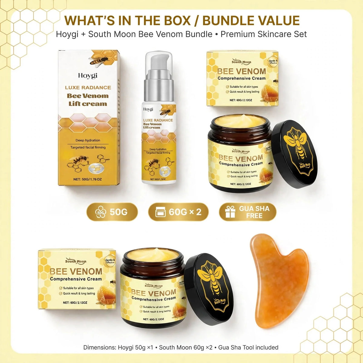 Face Cream Set Bee Peptide With Gua Sha Tool