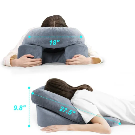 Face-Down Pillow Contoured Memory Foam Washable Velvet Cover