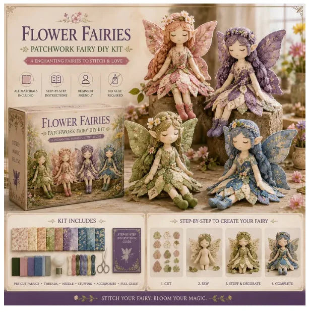 Fairy Craft Kit Patchwork Set of 4 Beginner-Friendly