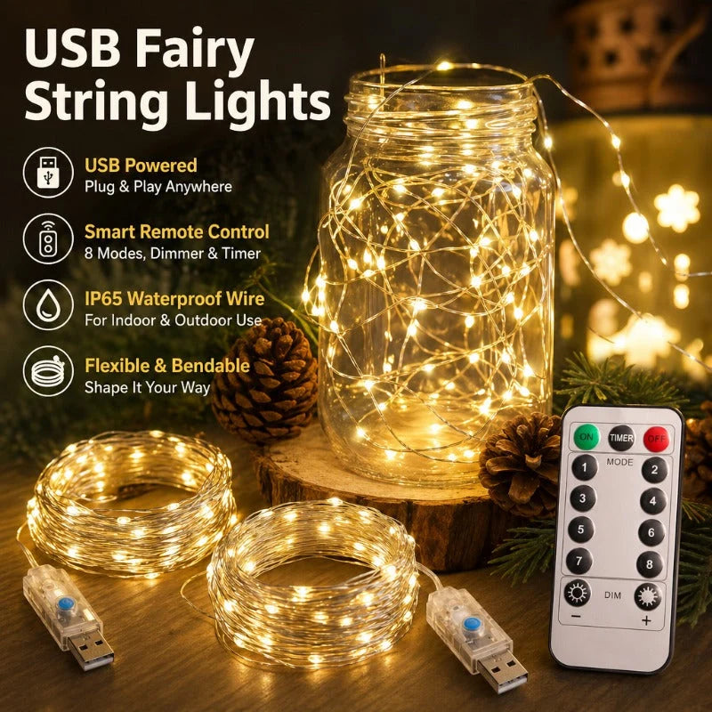 Fairy Lights USB Powered Remote Control Dimmable