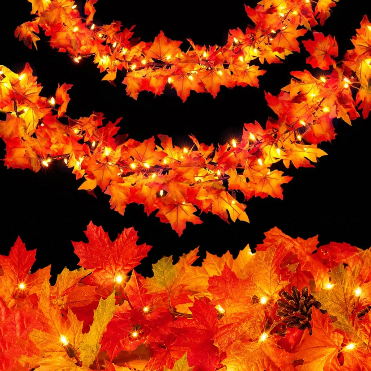 Fall Garland 9-Foot Orange Incandescent Plug-In