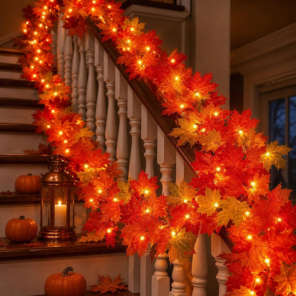 Fall Garland 9-Foot Orange Incandescent Plug-In