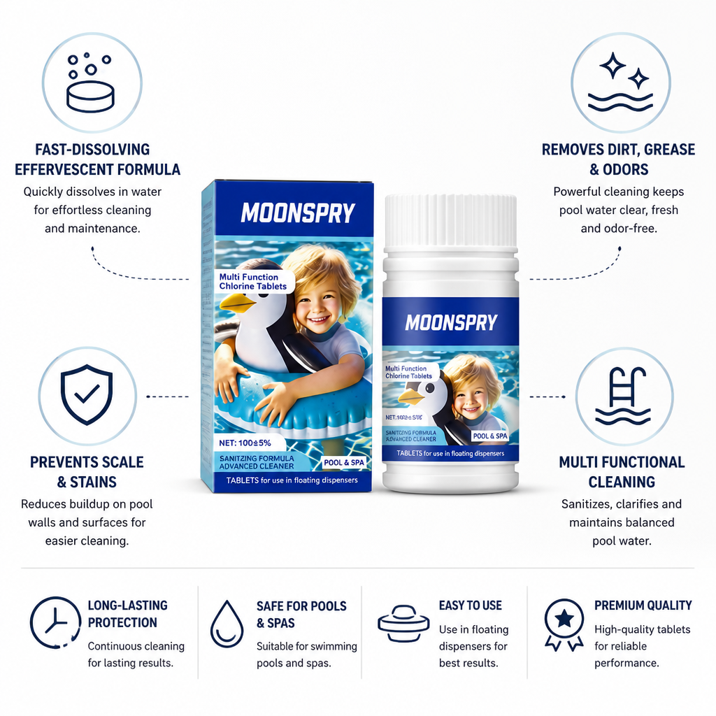 Fast-Dissolving Effervescent Pool Tablets (100 g)
