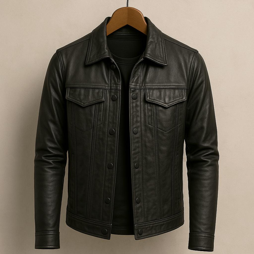 Faux Leather Biker Jacket Asymmetrical Zipper Metallic Hardware Integrated Chin Guard