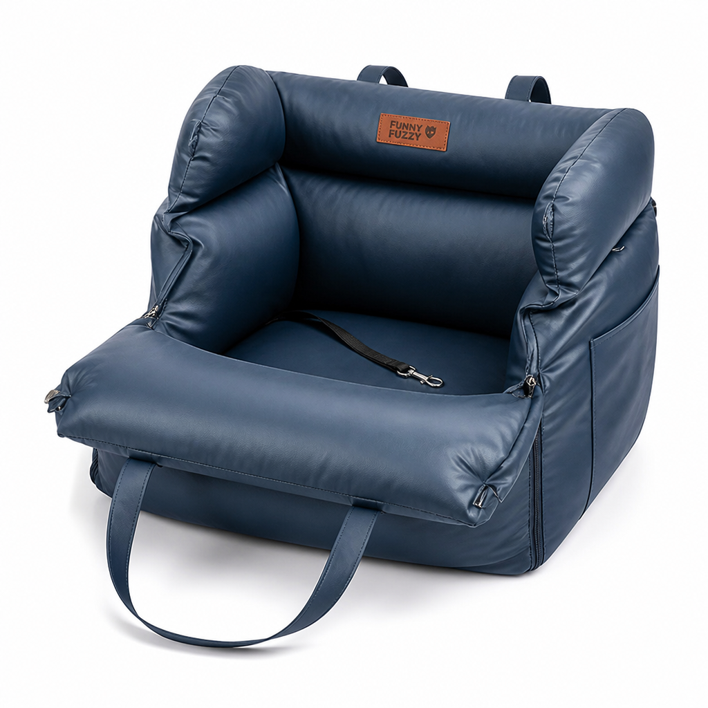 Faux Leather Padded Convertible Dog Car Seat Bed