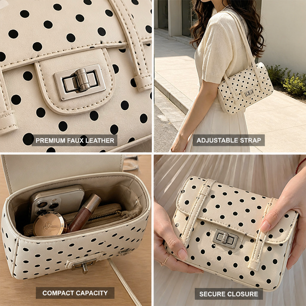 Faux Leather Polka Dot Mini Crossbody Bag