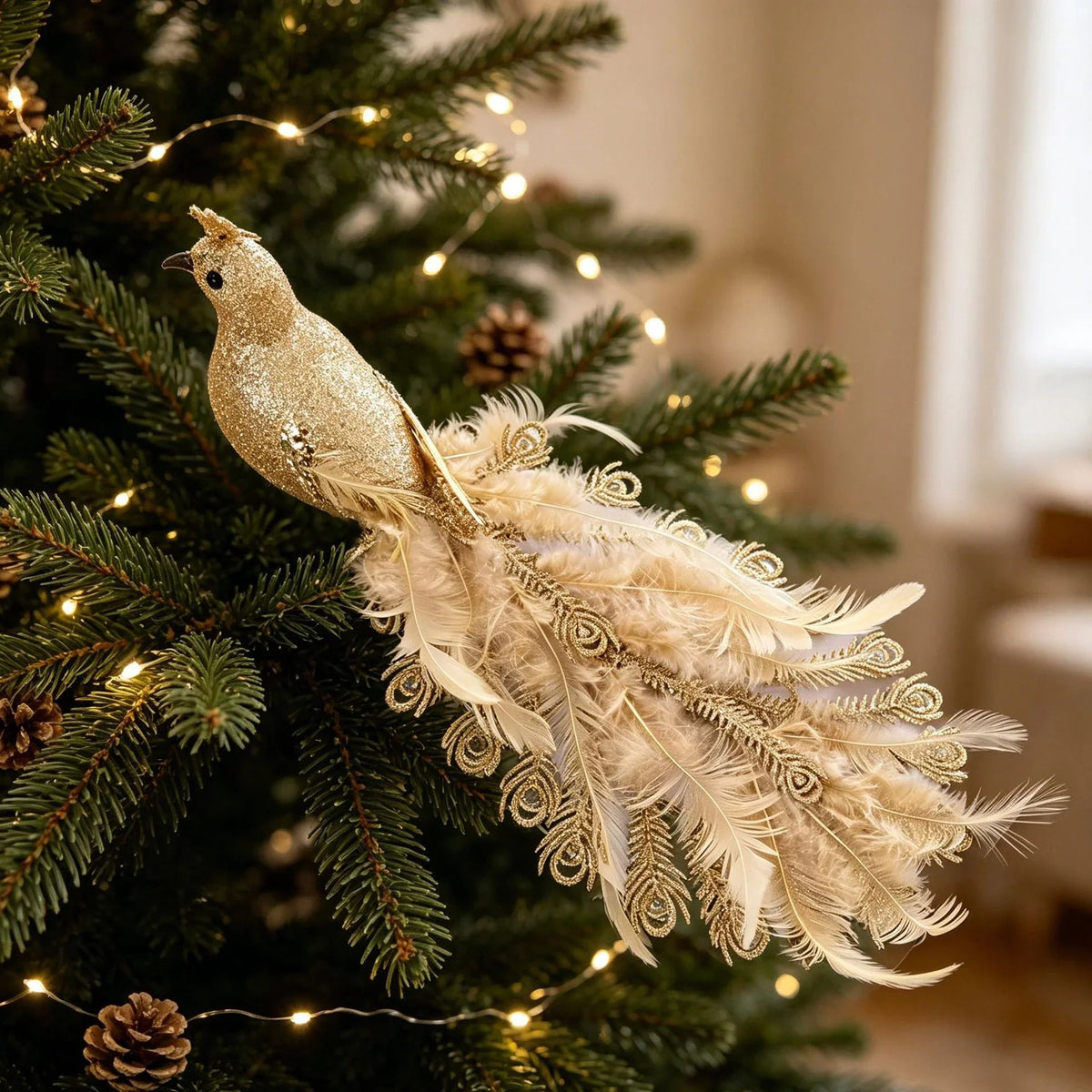 Feather Decoration With Sequin Accents