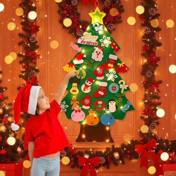 Felt Christmas Tree 30 Removable Ornaments LED Lights
