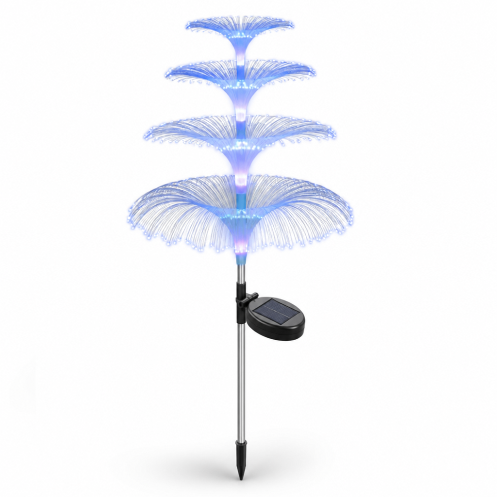 Fiber Optic Color-Changing Solar Garden Stake Light (IP65 Waterproof)