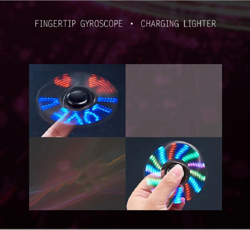 Fidget Spinner Lighter Rechargeable Metal Colorful Light Display