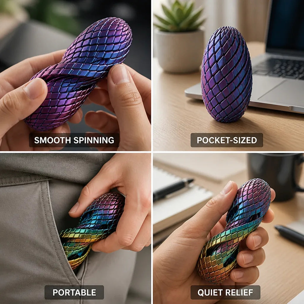 Fidget Toy Articulated Dragon Egg Pocket-Sized & Quiet