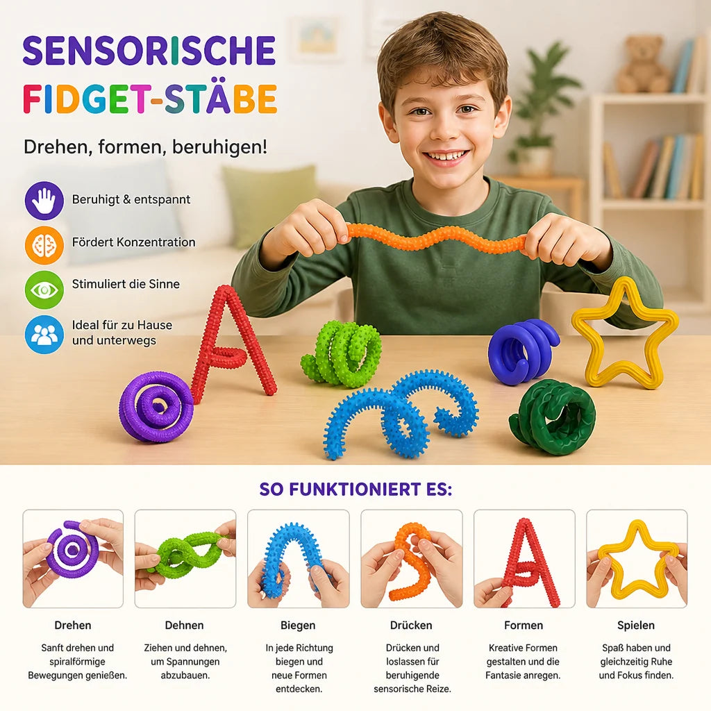 Fidget Toy Flexible Twist-and-Bend Sensory Sticks Portable Lightweight