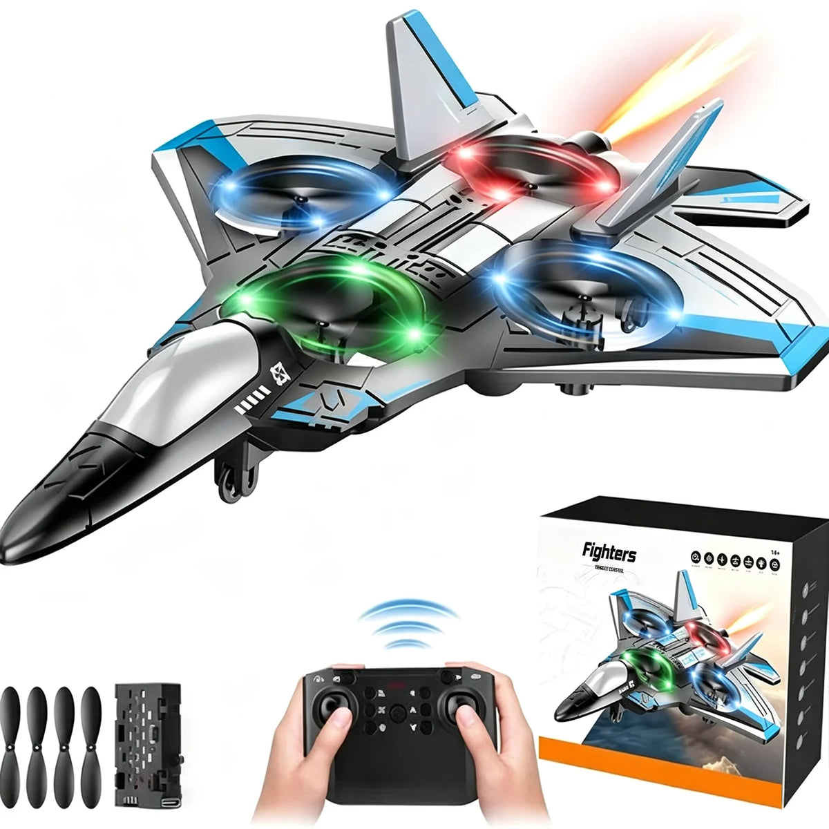 Fighter Jet Remote Control 360° Stunts LED Lights