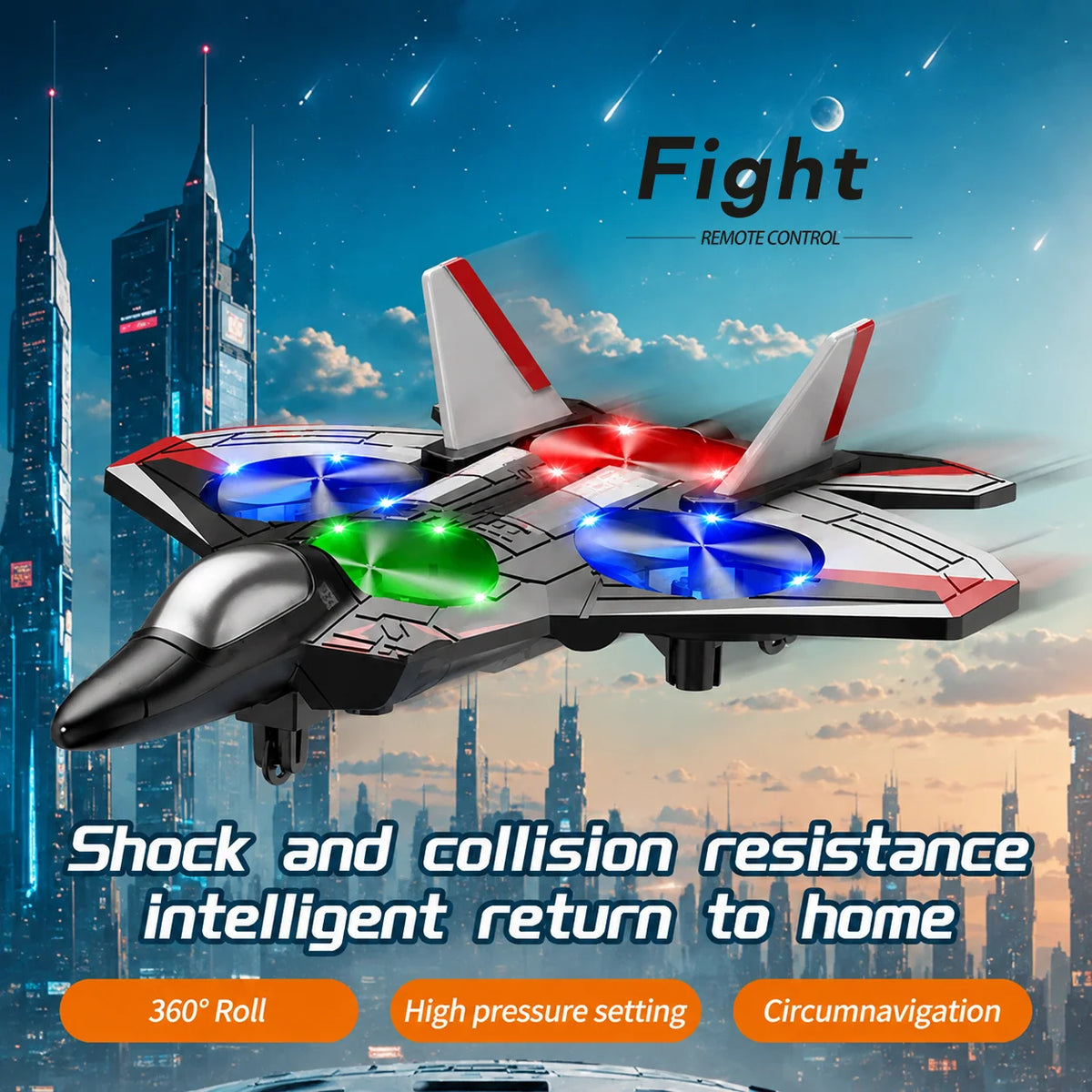 Fighter Jet Remote Control 360° Stunts LED Lights