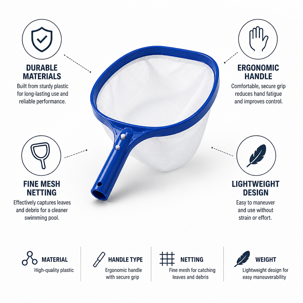 Fine Mesh & Ergonomic Handle Pool Skimmer Net